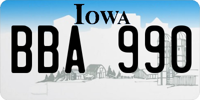 IA license plate BBA990
