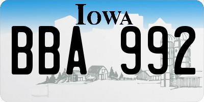 IA license plate BBA992