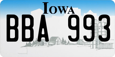 IA license plate BBA993