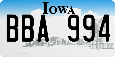 IA license plate BBA994