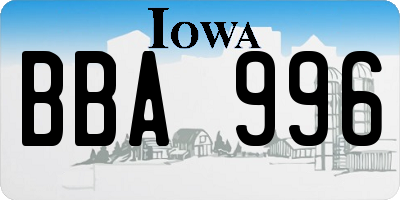 IA license plate BBA996
