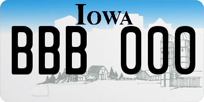 IA license plate BBB000