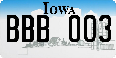 IA license plate BBB003