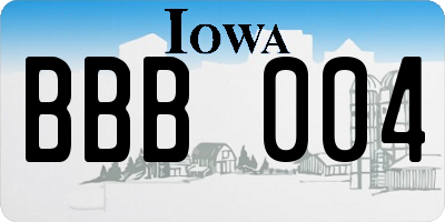 IA license plate BBB004