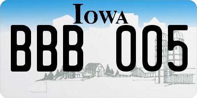 IA license plate BBB005