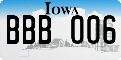 IA license plate BBB006