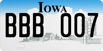 IA license plate BBB007