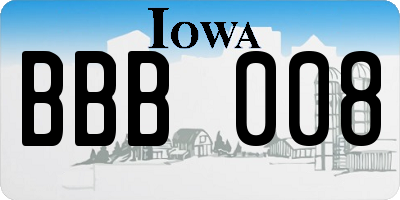 IA license plate BBB008