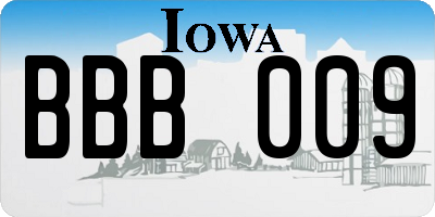 IA license plate BBB009