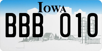 IA license plate BBB010