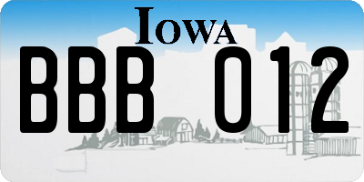 IA license plate BBB012