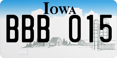 IA license plate BBB015