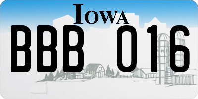 IA license plate BBB016