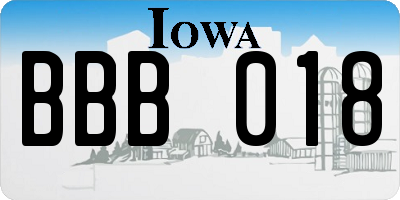 IA license plate BBB018