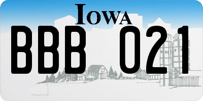 IA license plate BBB021