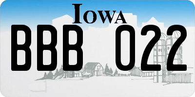 IA license plate BBB022