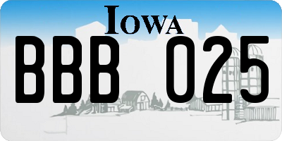 IA license plate BBB025