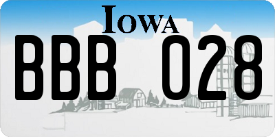 IA license plate BBB028