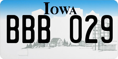 IA license plate BBB029