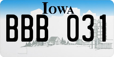 IA license plate BBB031