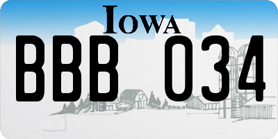 IA license plate BBB034