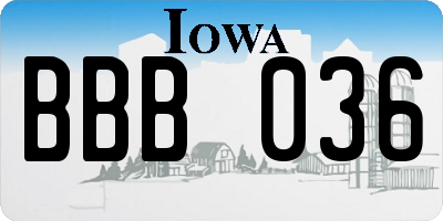 IA license plate BBB036