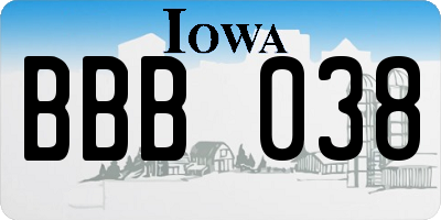 IA license plate BBB038