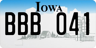 IA license plate BBB041