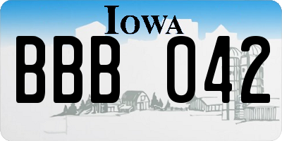 IA license plate BBB042