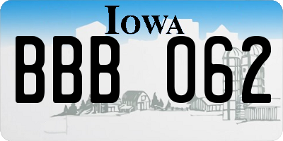 IA license plate BBB062