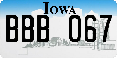 IA license plate BBB067