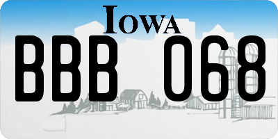 IA license plate BBB068