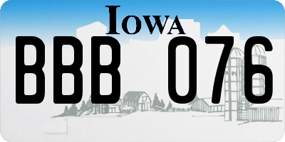 IA license plate BBB076