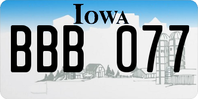 IA license plate BBB077
