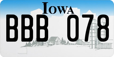 IA license plate BBB078