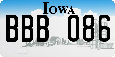 IA license plate BBB086
