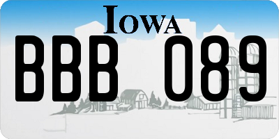 IA license plate BBB089