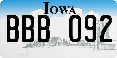 IA license plate BBB092