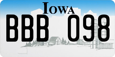 IA license plate BBB098