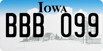 IA license plate BBB099