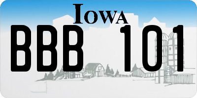 IA license plate BBB101