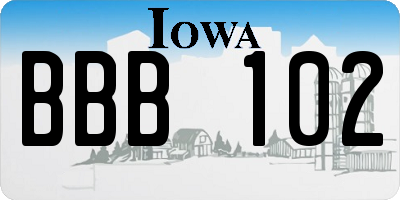 IA license plate BBB102