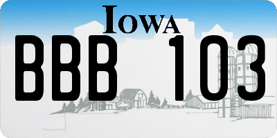 IA license plate BBB103