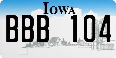 IA license plate BBB104