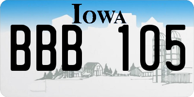 IA license plate BBB105