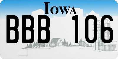 IA license plate BBB106
