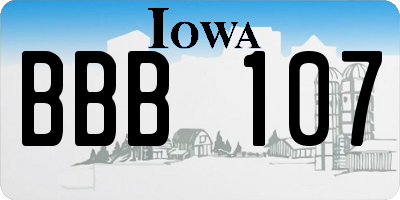 IA license plate BBB107