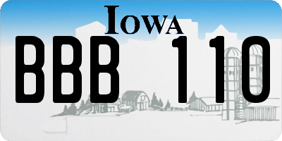 IA license plate BBB110
