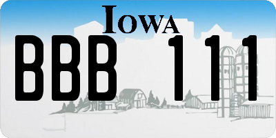 IA license plate BBB111
