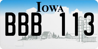 IA license plate BBB113